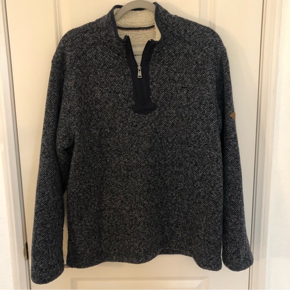 Orvis Brighton Sherpa Lined quarter 1/4 Zip Pullover roomy medium jacket - Picture 2 of 9